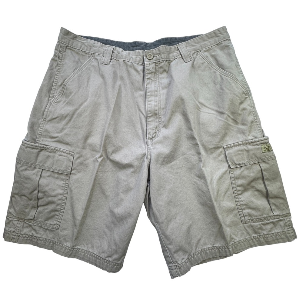 Wrangler Hero Authentic Issue Cargo Shorts Mens 38 Khaki Beige Pockets Y2K‎ VTG